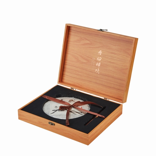 Wood  Wrapped Rigid Box with Metal Hinge & Laser Engraved Logo