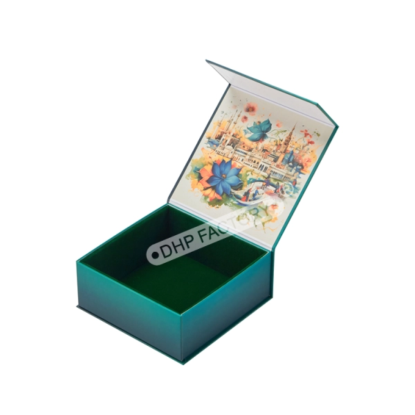 custom magnetic gift box with printed lid for luxury packaging Side View
