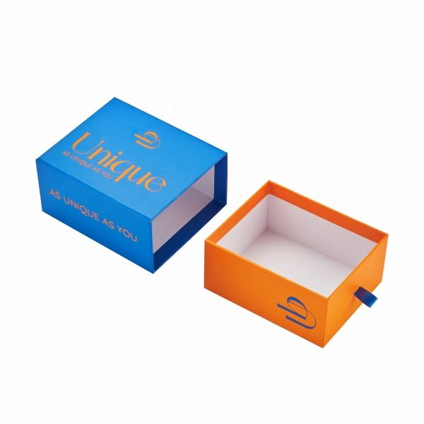Custom Drawer Box with Logo | Rigid Sliding Cardboard Presentation Box Side View