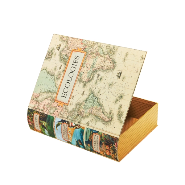 Rigid Cardboard Fake Book Shaped Box with Magnetic Lid Side View