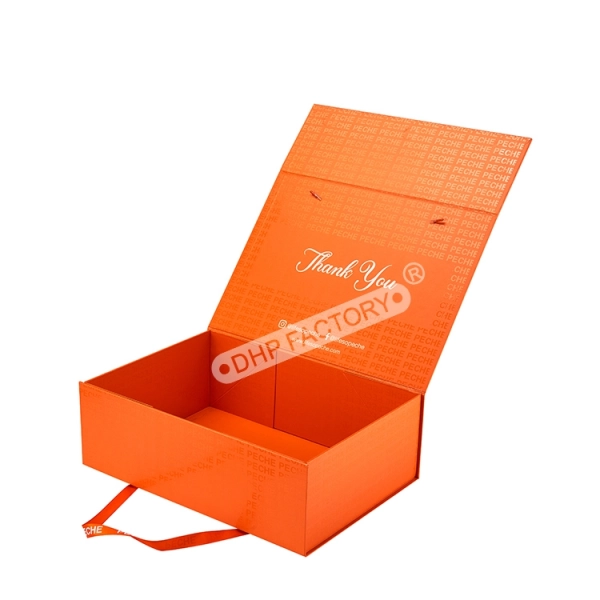 Magnetic Collapsible Box with Ribbon Handle Side View
