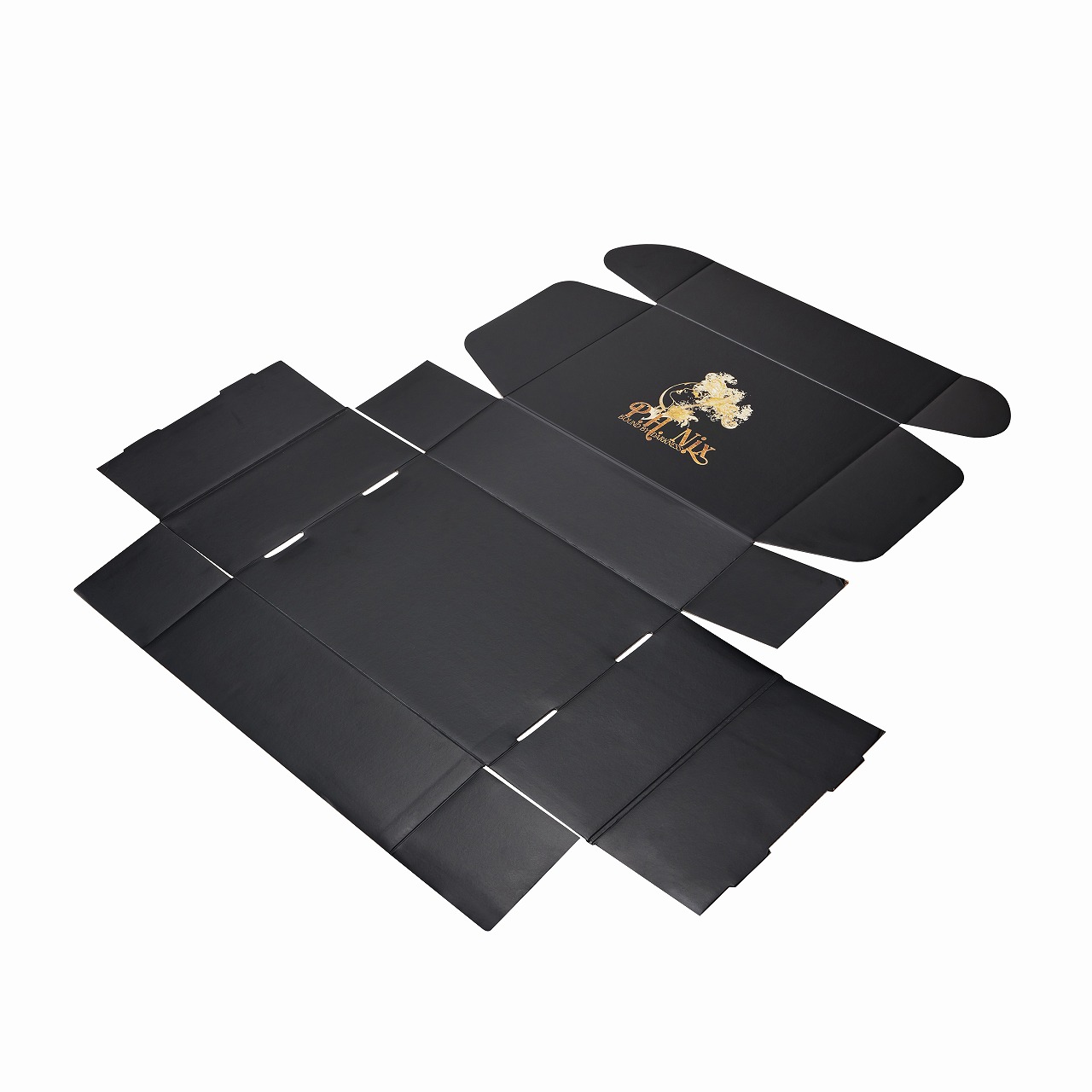 Flat lay showing custom mailer box structure Flat lay showing custom mailer box structure