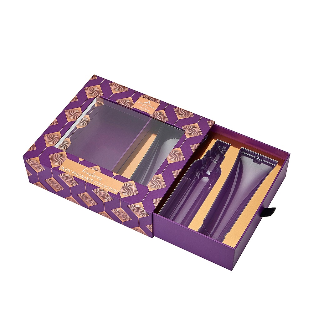 Luxury cosmetic drawer box with ribbon pull tab Luxury cosmetic drawer box with ribbon pull tab